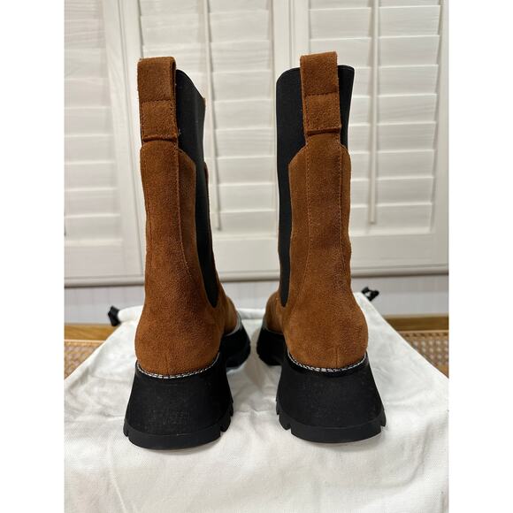 3.1 Phillip Lim Kate Lug Sole Mid Calf Combat Boot Saddle Brown Suede Sz. 10 NIB - Picture 10 of 15